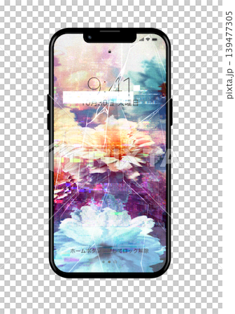画面が割れた不穏なスマートフォン 139477305