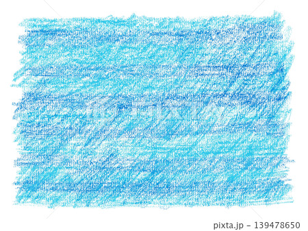 透明背景（png）に手書きの青と水色の横縞のクレヨン画 139478650