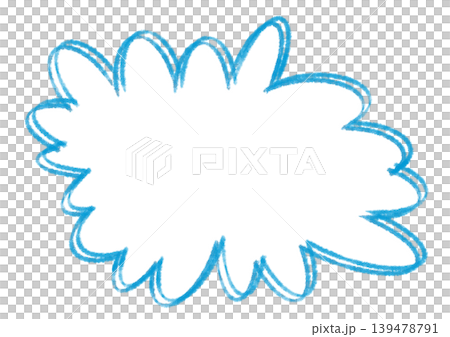 A speech bubble with double lines drawn in textured blue. A speech bubble with double lines drawn in textured blue. 139478791