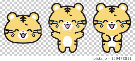 笑い泣きしているトラのイラストセット 笑い泣きしているトラのイラストセット 139478811