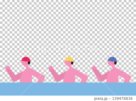 向量圖描繪了一群男人在游泳池中行走的場景。 139478816