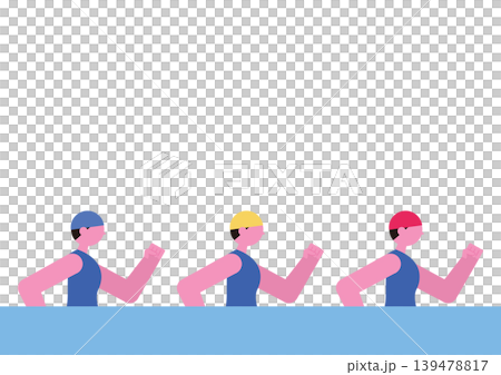 向量圖,描繪的是女性在游泳池中行走的場景。 向量圖,描繪的是女性在游泳池中行走的場景。 139478817