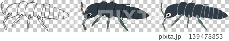 A set of stylized illustrations of springtails from the Devonian period. 139478853
