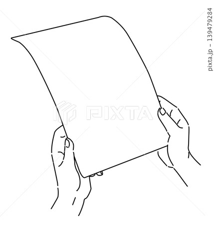 A4用紙を持つ手の線画イラスト A4用紙を持つ手の線画イラスト 139479284