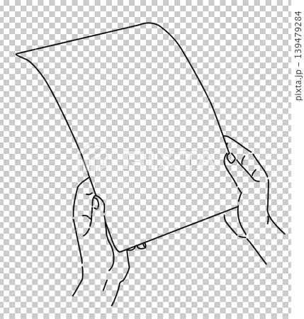 A4用紙を持つ手の線画イラスト A4用紙を持つ手の線画イラスト 139479284