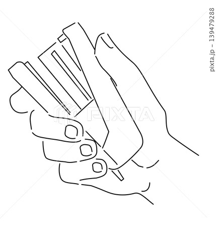 ステープラーを持つ手の線画イラスト 139479288