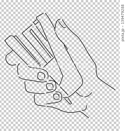 ステープラーを持つ手の線画イラスト 139479288