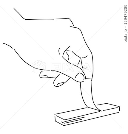 付箋をめくる手の線画イラスト 139479289