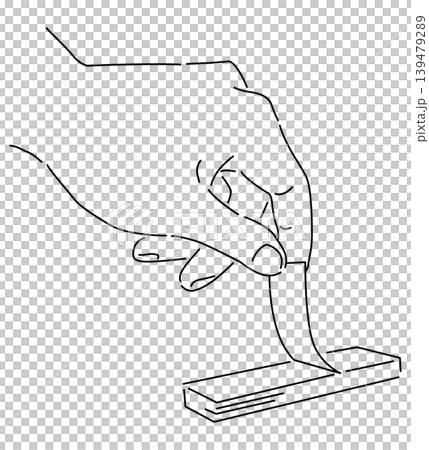 付箋をめくる手の線画イラスト 139479289