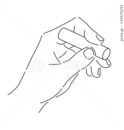 ハンコを持つ手の線画イラスト ハンコを持つ手の線画イラスト 139479291