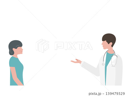 高齢女性に医療説明をする医師のベクターイラスト素材 139479329