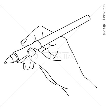 ペンを持つ手の線画イラスト 139479359
