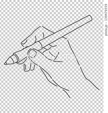 拿著筆的手的線條畫出插圖 139479359