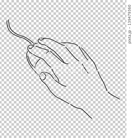 一手握著電腦滑鼠的線條畫插圖 139479360