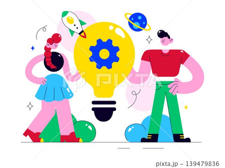 Innovation Vector Illustration Featuring Creative Idea Development, Teamwork, Problem Solving, And Modern Business Technology Design Innovation Vector Illustration Featuring Creative Idea Development, Teamwork, Problem Solving, And Modern Business Technology Design 139479836