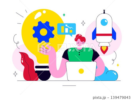 Innovation Vector Illustration Featuring Creative Idea Development, Teamwork, Problem Solving, And Modern Business Technology Design Innovation Vector Illustration Featuring Creative Idea Development, Teamwork, Problem Solving, And Modern Business Technology Design 139479843