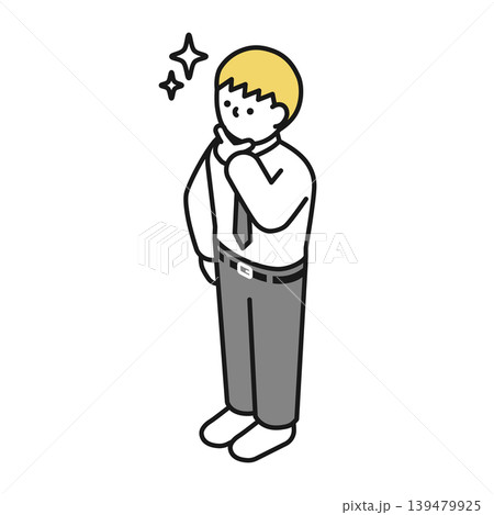 アイソメトリックイラスト:自慢するスーツ男性(シャツ) アイソメトリックイラスト:自慢するスーツ男性(シャツ) 139479925