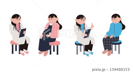 医者に相談する女性と妊婦のイラストセット 医者に相談する女性と妊婦のイラストセット 139480153
