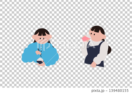 食事と水分補給をする女性と妊婦のイラストセット 139480155