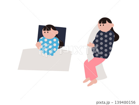 寝る女性と妊婦のイラストのセット 139480156