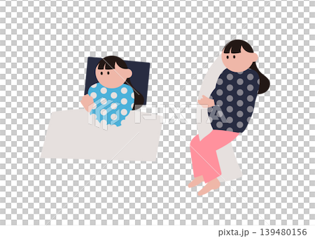 A set of illustrations of a sleeping woman and a pregnant woman. A set of illustrations of a sleeping woman and a pregnant woman. 139480156