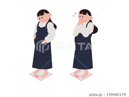 体重計に乗って喜ぶ妊婦のイラスト 体重計に乗って喜ぶ妊婦のイラスト 139480179