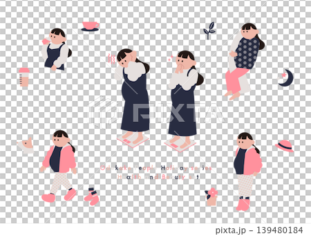 A set of illustrations and icons of pregnant women managing their health. A set of illustrations and icons of pregnant women managing their health. 139480184