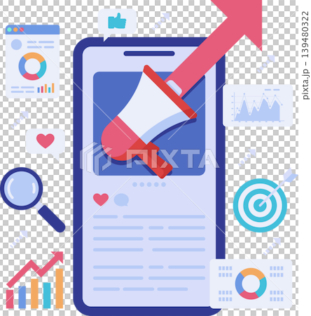 Social Media Marketing Strategy on Smartphone with Megaphone Social Media Marketing Strategy on Smartphone with Megaphone 139480322