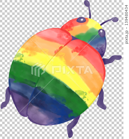 Watercolor rainbow ladybug illustration inspired by Pride Month celebrations with vibrant LGBTQ colors and whimsical artistic style. Watercolor rainbow ladybug illustration inspired by Pride Month celebrations with vibrant LGBTQ colors and whimsical artistic style. 139480434