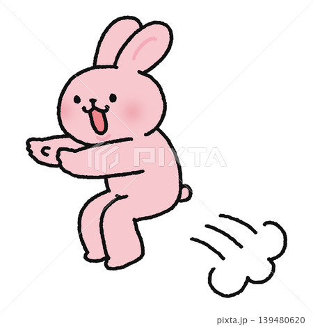 ちょっとだけジャンプするかわいいウサギ ちょっとだけジャンプするかわいいウサギ 139480620