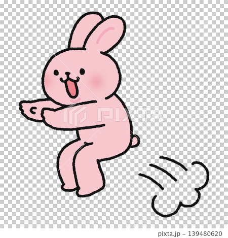 ちょっとだけジャンプするかわいいウサギ ちょっとだけジャンプするかわいいウサギ 139480620