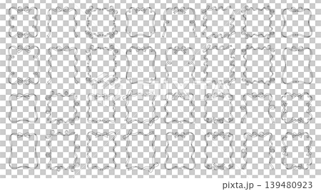 かわいいリボンのフレームのベクターイラストセット。線画、りぼん、飾り かわいいリボンのフレームのベクターイラストセット。線画、りぼん、飾り 139480923
