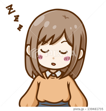 居眠り・うとうとする眠そうな女性のイラスト 居眠り・うとうとする眠そうな女性のイラスト 139481735