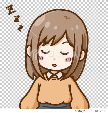 居眠り・うとうとする眠そうな女性のイラスト 居眠り・うとうとする眠そうな女性のイラスト 139481735