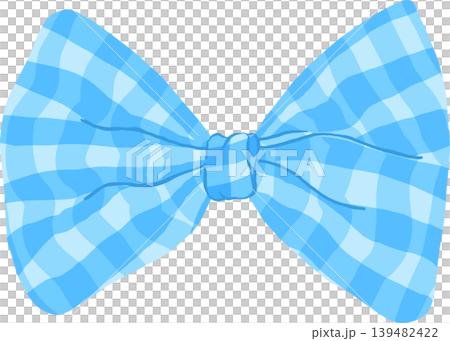 Cute Bright Blue Gingham Bow Tie Illustration 139482422