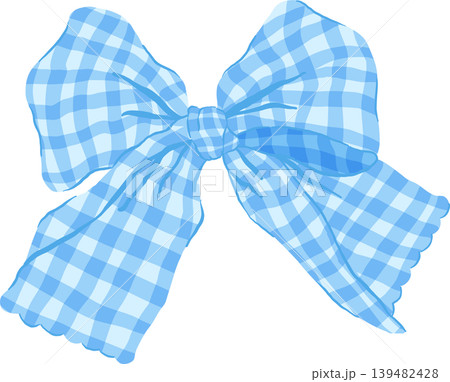 Cute Vintage Blue Gingham Bow Hair Cute Vintage Blue Gingham Bow Hair 139482428