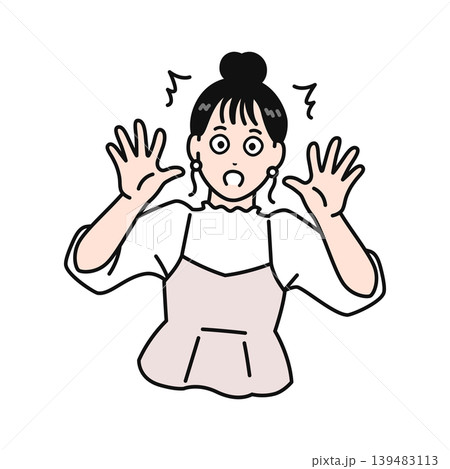驚愕するまとめ髪の若い女性のシンプルなベクターイラスト素材 驚愕するまとめ髪の若い女性のシンプルなベクターイラスト素材 139483113