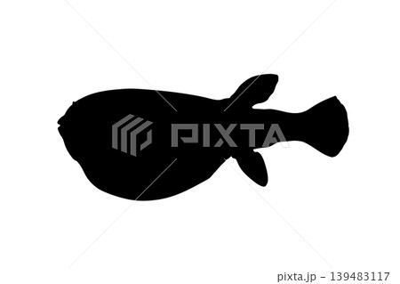 トラフグのシルエットイラスト　高級魚素材 139483117