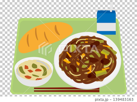 学校給食の焼きそばのイメージイラスト 139483163