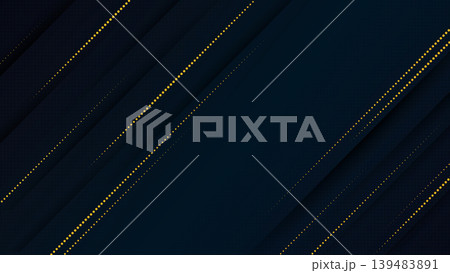 Luxury dark blue vector background with diagonal layers and golden dotted lines Luxury dark blue vector background with diagonal layers and golden dotted lines 139483891