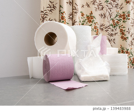 Toilet Paper Towels Hygiene. Roll on gray background 139483988