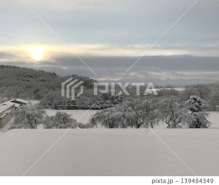 雪原の朝 Winter sunrise over snowy landscape 雪原の朝 Winter sunrise over snowy landscape 139484349