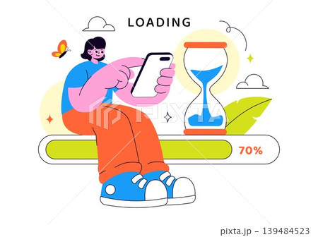 Loading Vector Illustration Featuring Progress Bar Buffering Process Mobile App Upload Status and Digital Waiting Design Loading Vector Illustration Featuring Progress Bar Buffering Process Mobile App Upload Status and Digital Waiting Design 139484523