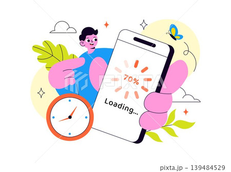 Loading Vector Illustration Featuring Progress Bar Buffering Process Mobile App Upload Status and Digital Waiting Design Loading Vector Illustration Featuring Progress Bar Buffering Process Mobile App Upload Status and Digital Waiting Design 139484529