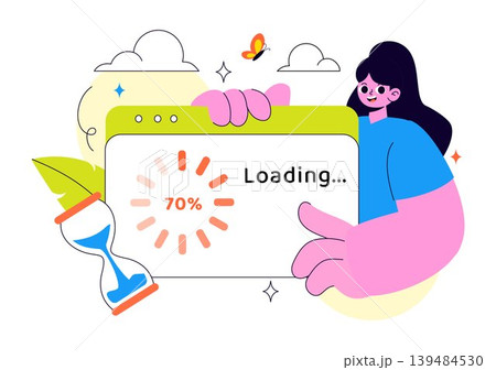 Loading Vector Illustration Featuring Progress Bar Buffering Process Mobile App Upload Status and Digital Waiting Design 139484530