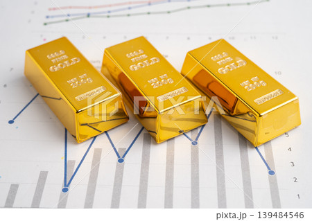 Gold bars on graph paper, finance trading investment business currency. 139484546
