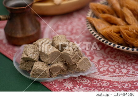 Sunflower seed halva. Oriental sweets. Food 139484586