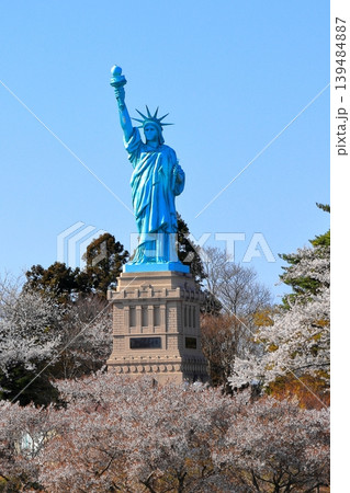 満開の桜に囲まれる自由の女神|いちょう公園の春の風景 青森県おいらせ町 満開の桜に囲まれる自由の女神|いちょう公園の春の風景 青森県おいらせ町 139484887
