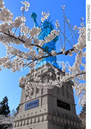満開の桜に囲まれる自由の女神|いちょう公園の春の風景 青森県おいらせ町 満開の桜に囲まれる自由の女神|いちょう公園の春の風景 青森県おいらせ町 139484902