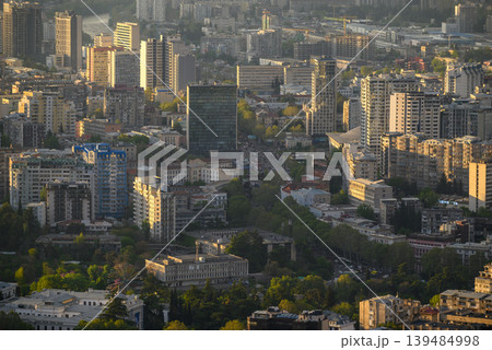 Panoramic aerial cityscape sunset view of Tbilisi, the capital of Georgia Panoramic aerial cityscape sunset view of Tbilisi, the capital of Georgia 139484998